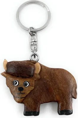 Image de Onwomania - Bison Bœuf - Porte-clés en bois fait main, idéal comme cadeau par ex. pour le meilleur ami, la meilleure amie, maman - Pour hommes, femmes & enfants