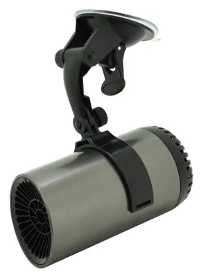 A car heater with a suction cup mount.