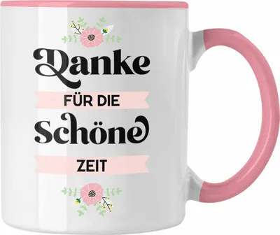 Produktbild von Trendation - Danke für Die Schöne Zeit Tasse Geschenk Abschied Kollege Lehrerin Kollegin Freundin Abschiedsgeschenk (Rosa)