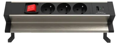 Obrázok produktu pre Stolová zásuvková lišta IN 553047, 3 zásuvky,  USB A+C, vypínač