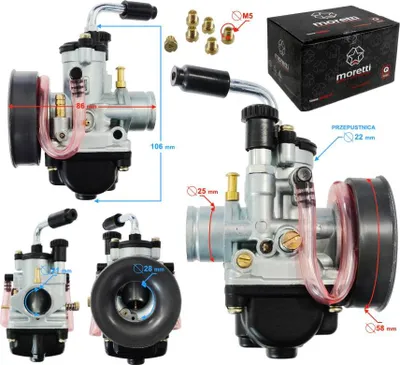 Produktbild von Moretti AM6 Vergaser, 50cc 2T, p.22mm, manuelle Ansaugung (Kabel)