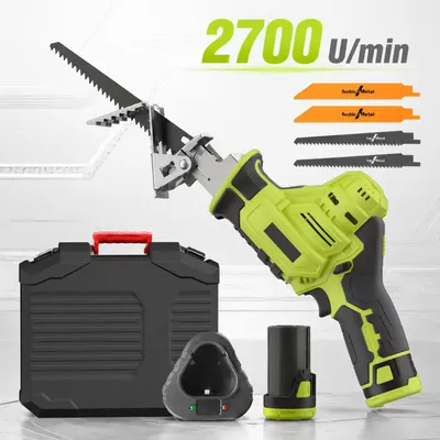 Produktbild von Akku-Säbelsäge, elektrische Säbelsäge mit 1 x 2000-mAh-Akkus, 4 x Säbelsägeblatt, elektrische Säbelsäge mit Schnellladegerät, professionelle Säbelsäge