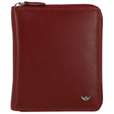 Zdjęcie produktu dla Portfel Golden Head Polo RFID Protect Zipped Billfold Coin Wallet Red ciemnoczerwony