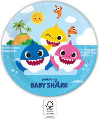 Image de Assiette en papier Assiette en papier Party Tasse Baby Shark 8 pièces Godan