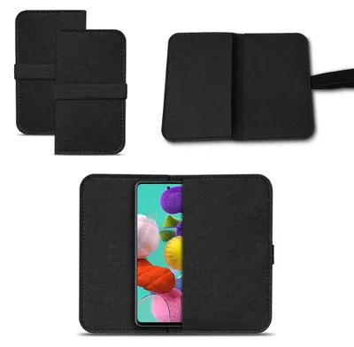 Produktbild von Schutzhülle für Samsung Galaxy A51 Handy Tasche Schutz Hülle Filz Universal CaseFarbe:Schwarz