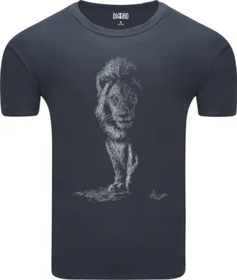 Produktbild von Diarbo Herren T-Shirt mit Tierliebhaber Druck Skizze eines Jagdlöwe Dunkelgrau Gr.XXL