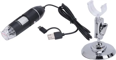 Produktbild von USB-Mikroskop 1600X Tragbares Elektron 3-in-1-Handheld-Digital mit 360-Grad-Drehständer 8 LED-Leuchten