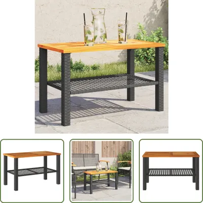 Produktbild von The Living Store Gartentisch Schwarz 70x38x42 cm Poly Rattan Akazienholz
