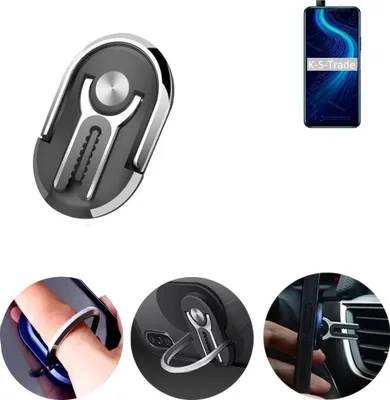 Produktbild von K-S-Trade 3in1 Smartphone-Ring Handy-Ring kompatibel mit Huawei Honor X10 Fingerhalterung  Handyring Tischständer Lüftungsgitter-Halterung Tisch
