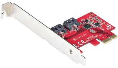 Obrázok produktu pre StarTech.com 2P6G-PCIE-SATA-CARD, Pcie, SATA, Červená, ASMedia - ASM1161, 6 Gbit/s, 0 - 85 °C