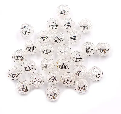Messingperlen für Schmuck, 100 Stück, Silber, 4 mm