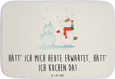 Produktbild von Mr. & Mrs. Panda Badezimmerteppich Einhorn Schneemann - Weiß - Geschenk, Schnee, Badvorleger, badezimmervorleger, Kuchen, Unicorn, Winter, Badteppich, Badematte