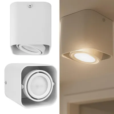 Produktbild von MasterLED GU10 Aufbaustrahler Weiß – schwenkbar & quadratisch – LED Deckenspot für Wohnzimmer, Flur, Büro – 90x90x100 mm