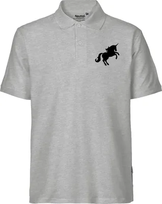 Produktbild von Huuraa Herren Polo Shirt Einhorn Silhouette M Sport Grey Bio Baumwolle Fairtrade Poloshirt Geschenkidee
