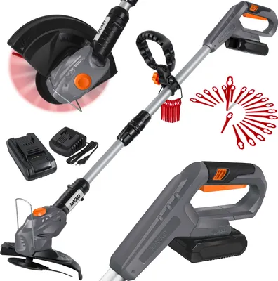 Produktbild von MASKO® Akku-Rasentrimmer mit 20 V Li-Akku, 2,0 Ah Akku und Ladegerät, Motorsense 26 cm Schnittkreis, 180° Trimmwinkel, Teleskop-Stiel & Zusatzhandgriff, inkl. 20 Messer Kunststoffklinge
