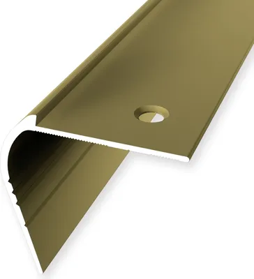 Produktbild von Treppenkantenprofil 48 x 48 x 2500 mm Winkelprofil Einfasshöhe 3 mm Aluminium hochwertig Versenkt Gebohrt Gold Küberit