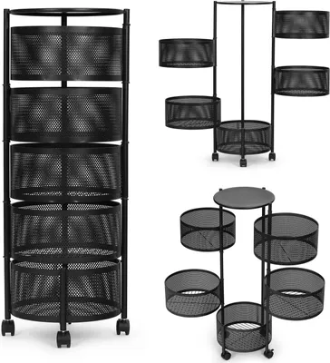 Produktbild von Küchenregal-Organizer mit drehbaren Regalen, 5 Ebenen, Metall ModernHome