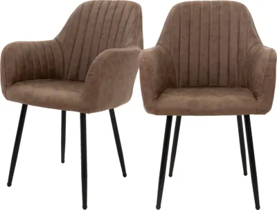 Obrázok produktu pre ML-Design B-goods sada 2 jedálenských stoličiek s operadlom, hnedá farba, z imitácie kože