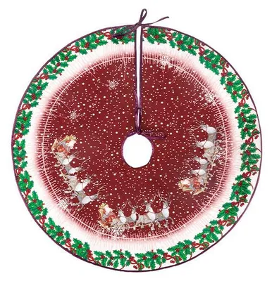 Weihnachtsbaumdecke rot, 90 cm, Stoff, Klettverschluss