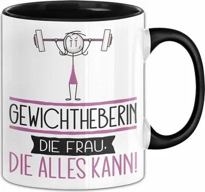 Produktbild von Gewichtheberin Geschenk Tasse Becher Die Frau Die Allen Kann Geschenkidee für eine Gewichtheberin Lustig (Schwarz)