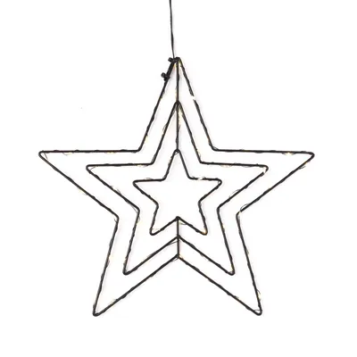 Produktbild von LED Weihnachten Fensterdeko Glühwürmchen Stern schwarz warmweiß für 3 x AA Batterie