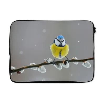 Produktbild von MuchoWow® Laptop Hülle 13 Zoll Blaumeise - Vogel - Zweig - Gelb - Blau Laptoptasche - Laptophülle - Sleeve - Rundumschutz