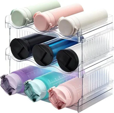 Produktbild von Famanu Flaschenregal Stapelbar - Kühlschrankorganizer Set von 3
