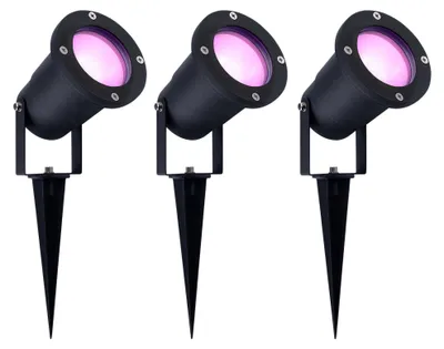 Produktbild von Ledvion 3er Set Gartenstrahler mit Erdspieß IP65 4,9W GU10 CCT RGB