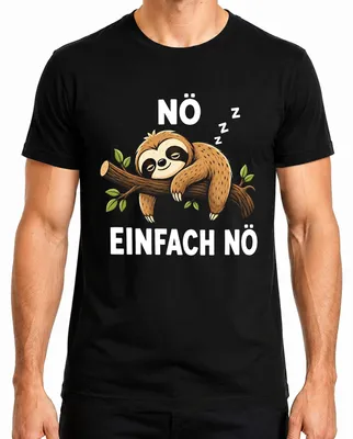 Productafbeelding van Eenvoudig T-shirt met de tekst "Nee", "Luie luiaard", "Slaap", "Faul", "Statement", "Sarcasme", voor heren, zwart, maat XXL
