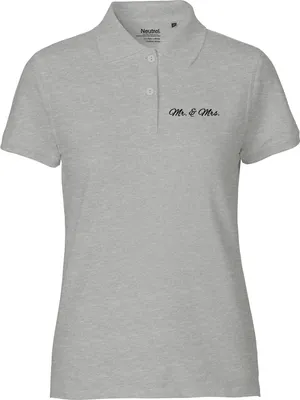 Produktbild von Huuraa Damen Polo Shirt Mr. & Mrs. Schriftzug XXL Sport Grey Bio Baumwolle Fairtrade Poloshirt Geschenkidee