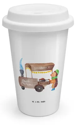 Produktbild von Mr. & Mrs. Panda Isolierbecher Igel Maronen - Weiß - Geschenk, Thermobecher To Go, Weihnachten, ToGo Kaffeebecher, keramik, Duft, Kastanien, Weihnachtsmarkt
