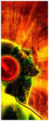 Produktbild von Wallario Premium Glasbild, freischwebende Optik, kräftige Farben, Größe 80 x 32 cm Motiv Musik mit Kopfhörern