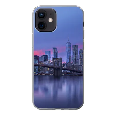 Produktbild von MuchoWow® Handyhülle Schutzhülle Hülle für iPhone 12 New York hinter der Brooklyn Bridge Silikon Softcase Handy Hülle - Schutzhülle