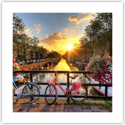 Produktbild von Poster - Poster ohne Rahmen - Bikes Kanal Amsterdam Architektur - 40x40 cm - Wand Bild - Wanddeko - Wandbilder - Kunstposter - Wandposter - Bilder - Kunstdruck - Wandbild - P2XAC40x40-3081