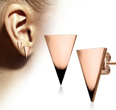 Produktbild von Dreieck Ohrstecker: Triangel Ohrringe aus Edelstahl Roségold 7 x 11 mm