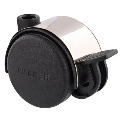 Produktbild von WAGNER Design Möbelrolle / Doppelrolle HART - Durchmesser Ø 50 mm, schwarz / chrom, Feststeller, Tragkraft 50 kg - 01102801
