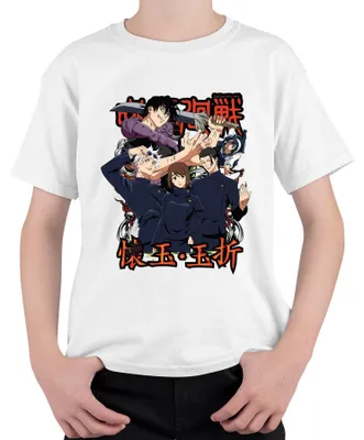 Produktbild von Jujutsu Kaisen Anime Manga Fluchmagie Sukuna Gojo Yuji Geschenk Kinder T-Shirt, Weiß, 152