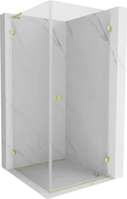 Produktbild von Mexen Lunar-B L Duschkabine Schwingtür rechts 90 x 90 cm, transparent, gebürstetes Gold - 832L-090-090-55-00-P