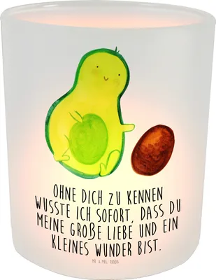 Produktbild von Mr. & Mrs. Panda Windlicht aus Glas Avocado Kern rollt - Transparent - Geschenk, Baby, Geburt, Liebe, Teelichthalter, Geburtstag, Deko, Kerzenhalter, Avocados, Outdoor