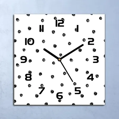 Produktbild von Wanduhr Echt-Glas-Küchenuhr Schwarze Punkte Quarz Lautlos 30x30 Deko Bilder