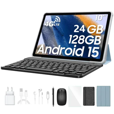 Zdjęcie produktu dla Tablet Blackview Tab 60 Pro z systemem Android 15, 10 Zoll, 24 GB (8+16) pamięci RAM + 128 GB pamięci ROM/2 TB, ośmiordzeniowy tablet do gier Unisoc T606, dwie karty SIM 4G