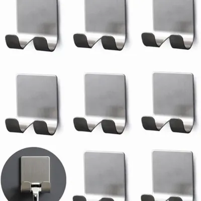 Produktbild von PromoHome® 8 Stück Selbstklebende Rasiererhalter – Edelstahl Badezimmer Zubehör – Wasserdicht – Dusch Rasierer Halter Haken Set