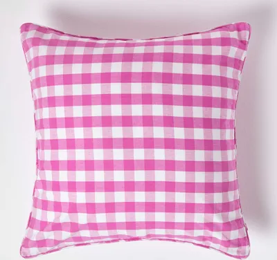 Obrázek produktu pro HOMESCAPES Růžový kostkovaný povlak na polštář 60 x 60 cm ze 100% bavlny