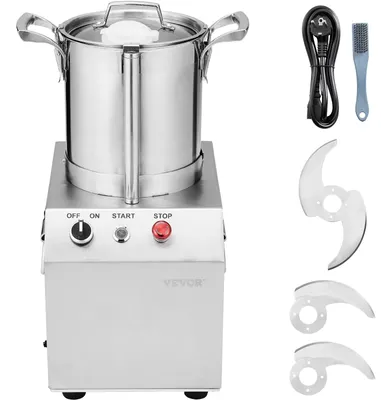 Produktbild von VEVOR Küchenmaschine & Gemüseschneider, 10L Lebensmittelgeeignet Edelstahl Küchenmaschine mit 2 zusätzlichen S-Klingen, ideal zum Zerkleinern von Gemüse, Obst, Getreide, Nüssen, 4 L