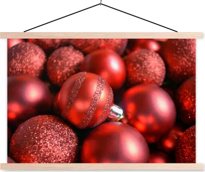 Produktbild von MuchoWow® Textilposter Rote Kugeln mit verschiedenen Texturen 60x40 cm mit holzfarbenen Rahmen - Bilder