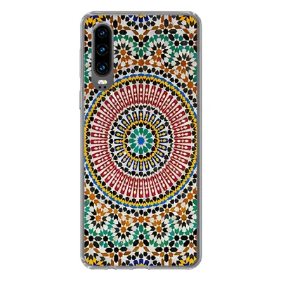 Produktbild von MuchoWow® Handyhülle Schutzhülle Hülle für Huawei P30 Ansicht eines marokkanischen Mosaiks von oben Silikon Softcase Handy Hülle - Kartenbesitzer