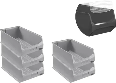 Produktbild von SparSet 5x Graue Sichtlagerbox 5.0 mit Abdeckung | HxBxT 20x30x50cm | 21,8 Liter | Sichtlagerbehälter, Sichtlagerkasten, Sichtlagerkastensortiment, Sortierbehälter