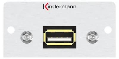Produktbild von Kindermann Konnect Alu 50 USB 2.0, 1 m - Anschlussblende mit Kabelpeitsche