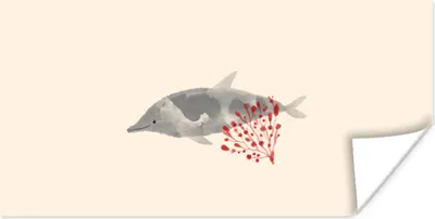 Produktbild von MuchoWow® Poster Fische - Wasserpflanzen - Aquarell 40x20 cm - Poster für die Wand - Poster Schlafzimmer