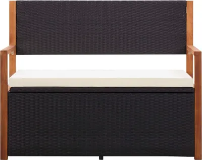 Zdjęcie produktu dla vidaXL Ławka ze schowkiem 115 cm polirattan lite drewno akacja czarny